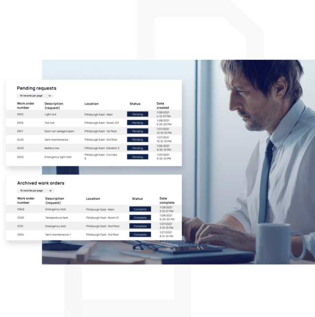 Man checking work orders with ISO CMMS Man checking work orders with ISO CMMS